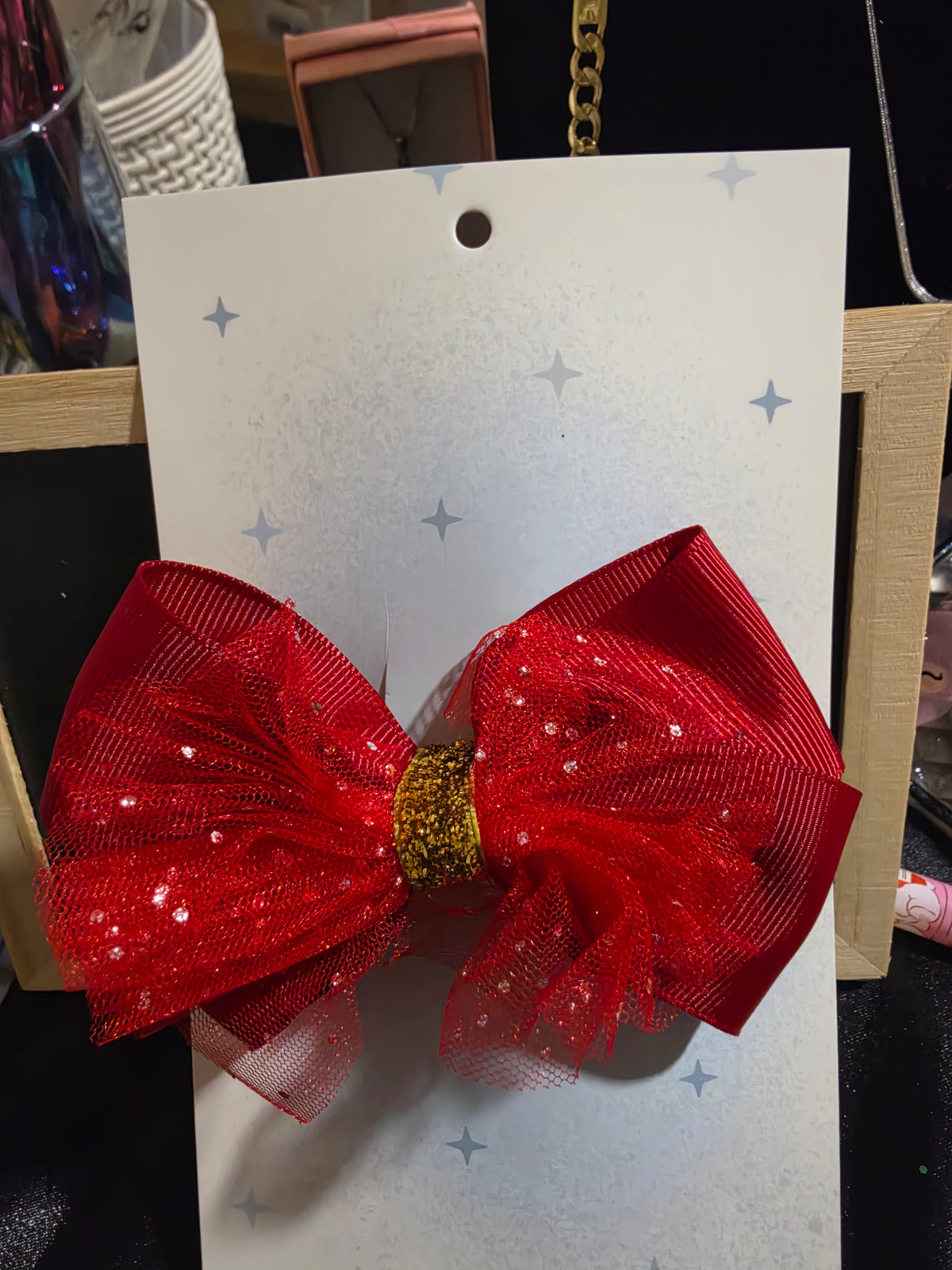 Moño con detalle de tul dorado / Hair Bow gold tulle details