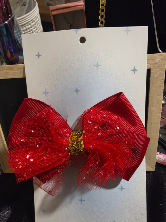 Moño con detalle de tul dorado / Hair Bow gold tulle details